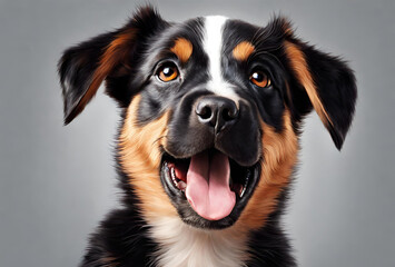 Retrato de um cachorro alegre, com a língua pra fora - obrazy, fototapety, plakaty