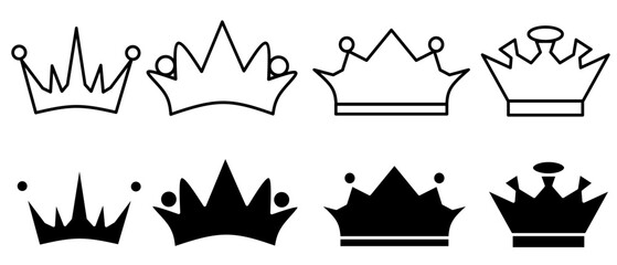 Crown. Vector collection of crown icon illustrations. Black icon design.