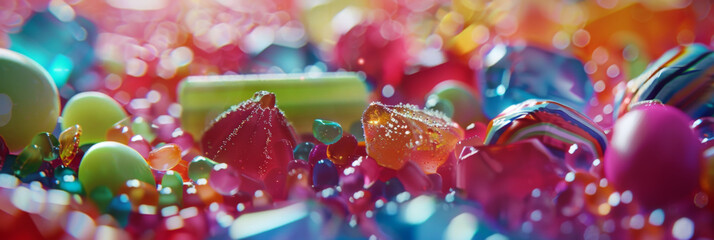 a close up of various colorful candy, generative AI - obrazy, fototapety, plakaty