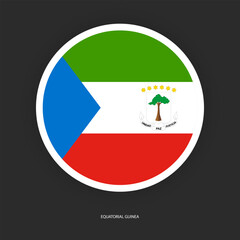 Equatorial Guinea circle sticker flag isolated on dark grey background. Equatorial Guinea circular flag icon isolated on barely dark background