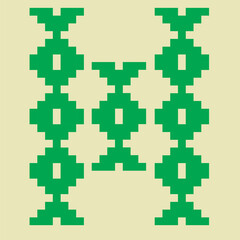 pattern with symbols, green pattern on papper