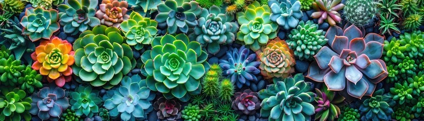 Array of colorful succulents