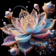 Radiant Bloom: A Symphony of Colors and Textures in Water lily with Generative AI.