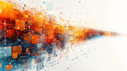 Dynamic Digital Pixel Stream in Warm Tones