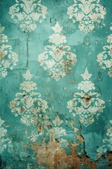 Fototapeta na wymiar Turquoise vintage background, antique wallpaper design
