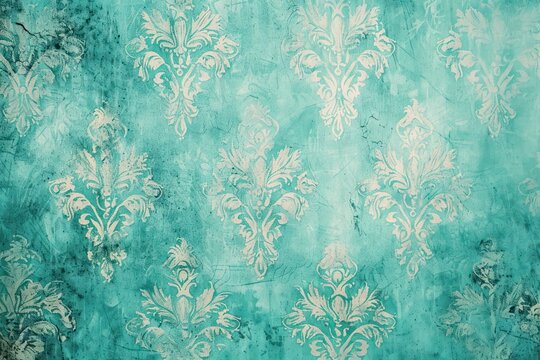 Turquoise vintage background, antique wallpaper design