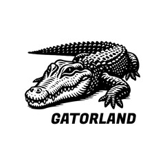 Alligator silhouette icon logo vector illustration.