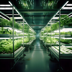 Innovative Hydroponic Indoor Garden Showcasing Genetically Superior Plants - obrazy, fototapety, plakaty