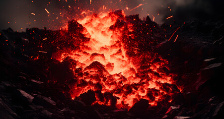 Fototapeta na wymiar an image of a burning lava explosion that is red