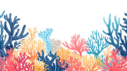 Fototapeta na wymiar Colorful doodle coral on white background with copy space