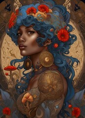 Flora Goddess, Woman Portrait, Beautiful 