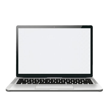 Blank screen laptop, computer notebook isolated on transparent background, cut out, png, mock up