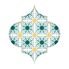 Arabic arabesque design greeting card for Ramadan Kareem. Islamic ornamental