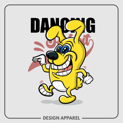 Dancing Rabbit Illustration T Shirt and Apparel Printing Design