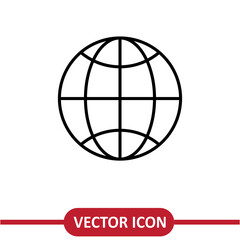  Earth globe icon vector, world flat sign illustration on white background..eps