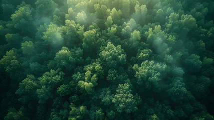 Fotobehang 美しい森を空から見た様子 © satoyama