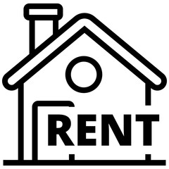 House rental icon in linear style on a white background