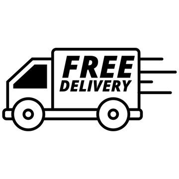 Free delivery sign with linear style on a white background