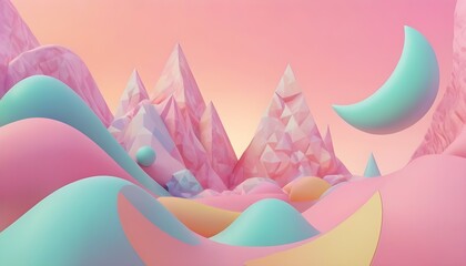 Pastel, surreal, geometric background.
