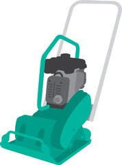 Illustration of a plate compactor with flat design seen from an angle