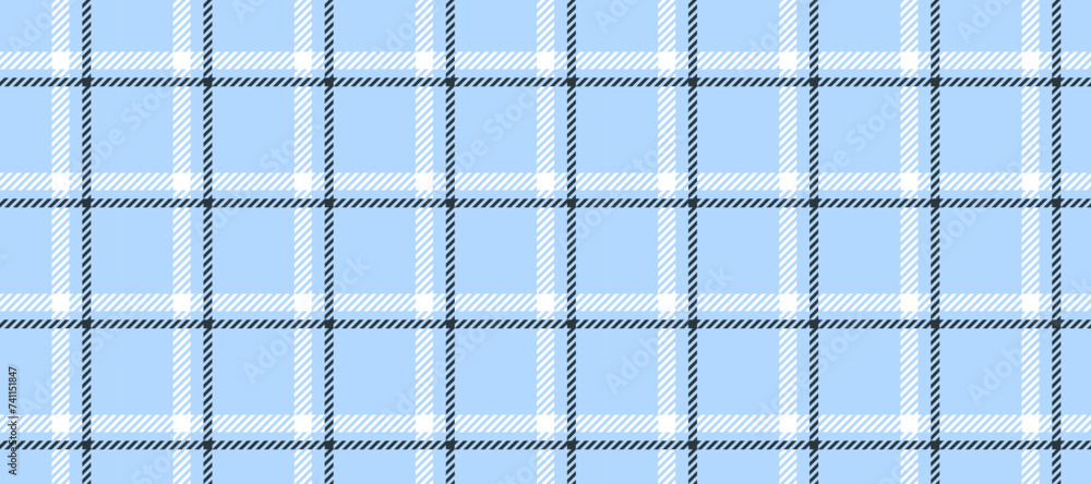 Poster Seamless windowpane pattern. Checkered tartan plaid repeating background. Tattersall flannel texture print for textile or fabric. Blue, grey, white check wallpaper. Vector vichy or gingham backdrop