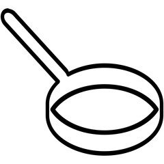 Frying Pan Icon, Skillet Cook Food Symbol Vector Stock Illustration, Line Icon Style Design.