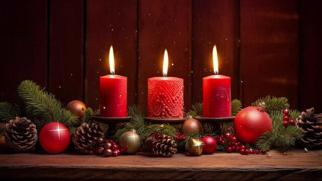 advent kerzen erster advent. christmas background with red candles on red background. seamless looping overlay 4k virtual video animation background 