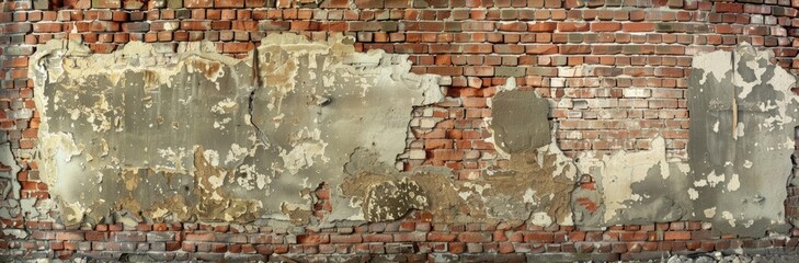 Weathered Brick Wall With Peeling Paint background texture. Generative AI