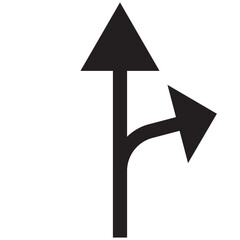 Choice between three roads icon set. Three-way directional arrow. Way, road, direction, branching, arrows , Icon for design. Easily editable, pathway, opportunity, logo, split, choose, three concept,