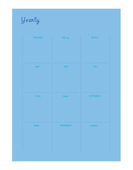 yearly planner. Minimalist planner template set. Vector illustration.