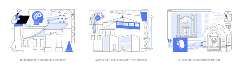 AI in building abstract concept vector illustrations.