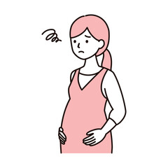 シンプルタッチ　イライラ・モヤモヤ・ストレスや不安がある妊婦さんのイラスト