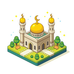 Islamic Mosque Isometric Cartoon Vector Art