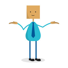 Cartoon businessman box with a smiling face