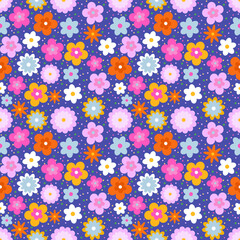seamless pattern with colorful flowers
