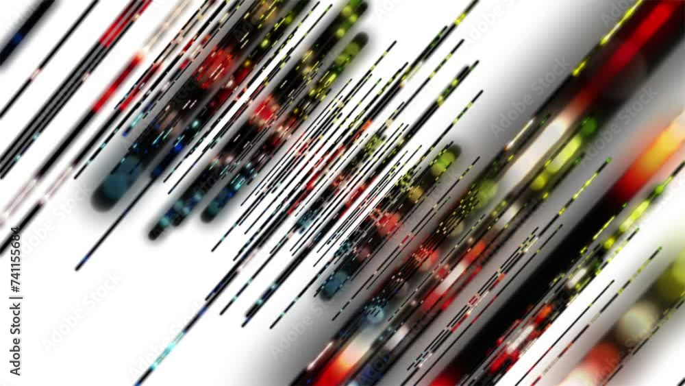 Poster fantastic video animation with stripe objects in slow motion, 4096x2304 loop 4k