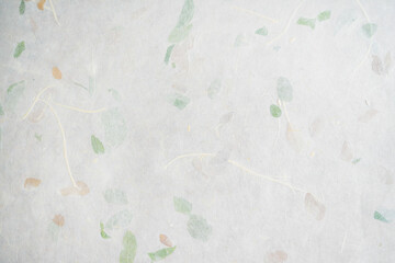 Handmade paper with pressed leaves and flower petals. Textured paper with natural fiber layers.    ...
