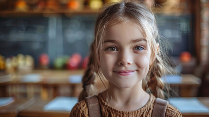 Young happy healthy girl at school
