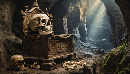 un tombeau dans une grotte - 741157045