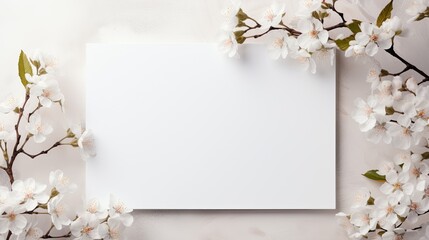A large white canvas framed by flowering branches. Spring sale.