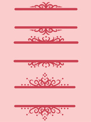Simple set text frame pink line art ornament decorative