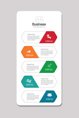 Business Infographic with five Strategic Steps