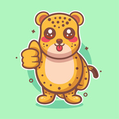 funny cheetah animal character mascot with thumb up hand gesture isolated cartoon