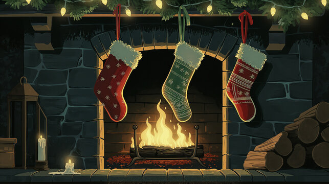 Illustration of christmass stockings