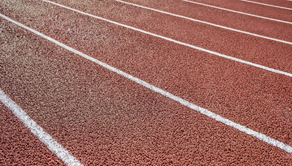 Fototapeta premium Athletics all weather running track texture, white; sport background, copy space