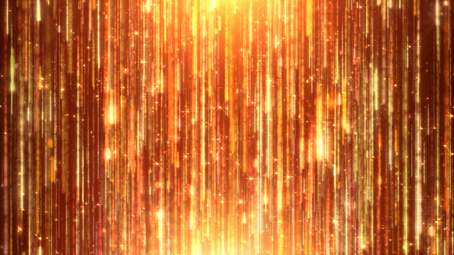 Golden shine particle lines, Luxury sparkling gold particle light stripes, used for awards ceremony, wedding stage, show party celebration blessing.