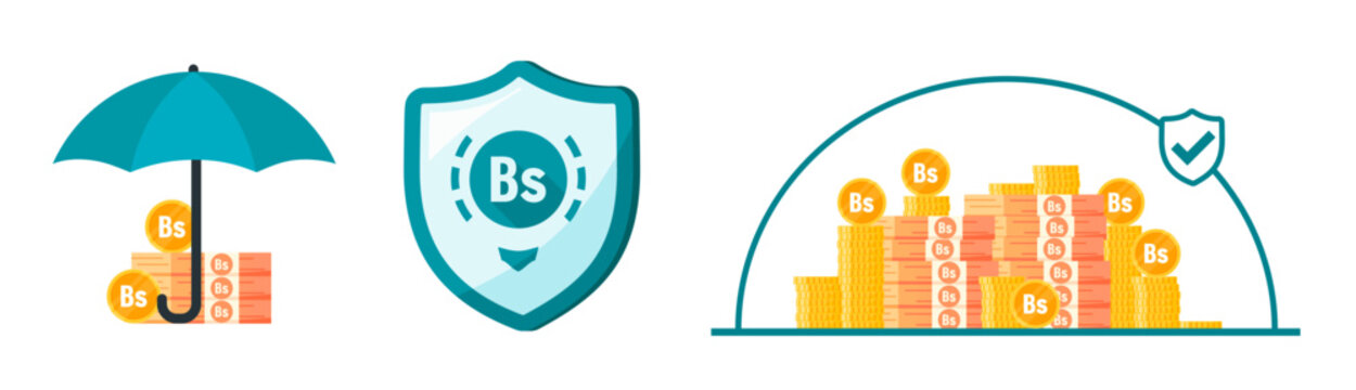 Boliviano and Venezuelan Bolivar Money Safe and Secure Illustration