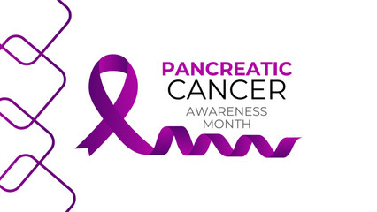 World Pancreatic Cancer Day vector. Purple pancreatic cancer awareness ribbon icon vector isolated on a white background. Important day. Holiday concept. cover, banner, poster. Vector illustration