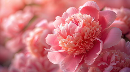 Close-Up of a Lush Pink Peony Bloom 