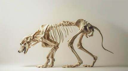 A skeleton bone of dog on white background. 